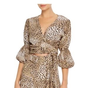 FAITHFULL THE BRAND Bisset Leopard Print Wrap Top